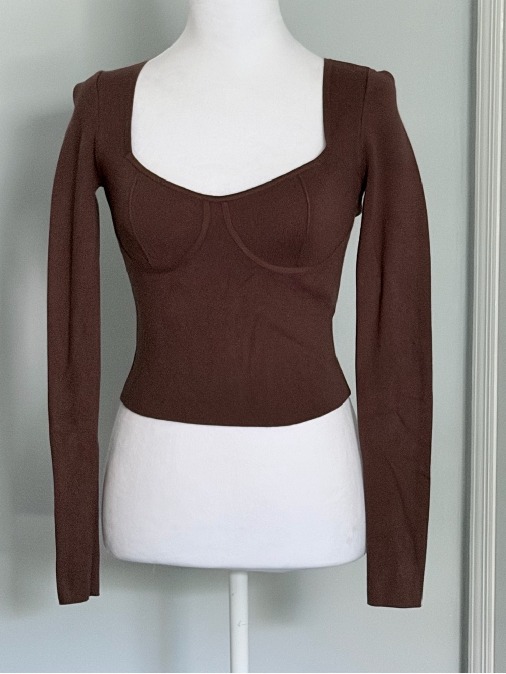 Abercrombie & Fitch Brown Sweetheart Long Sleeve Knit Top XS